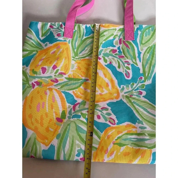 Lilly Pulitzer For Estee Lauder Lemon Print Tote Bag Floral Yellow Green Blue - Picture 5 of 8
